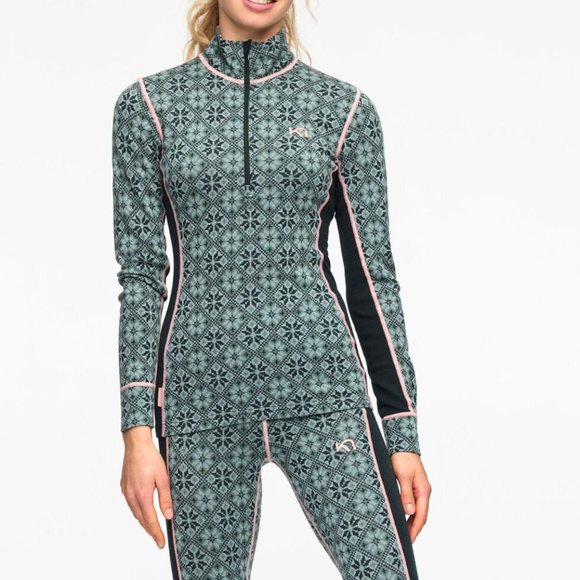 Kari Traa Rose Half-Zip Base Layer Top100% Merino Wool 622691 Murk Color NWT - Picture 1 of 4